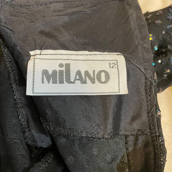 80s Vintage Milano Sexy Black Glitter Backless Cocktail Dress with Butt Ruching - Picture 10 of 10